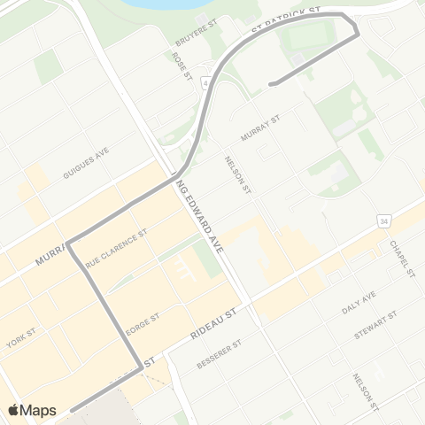 OC Transpo De La Salle <​> Rideau map