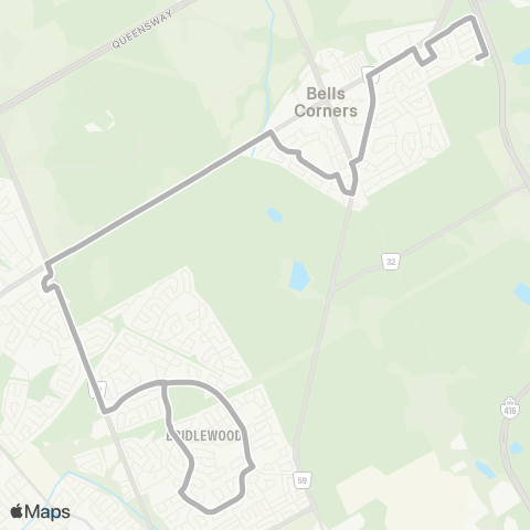 OC Transpo Bell H.S <​> Bridlewood map