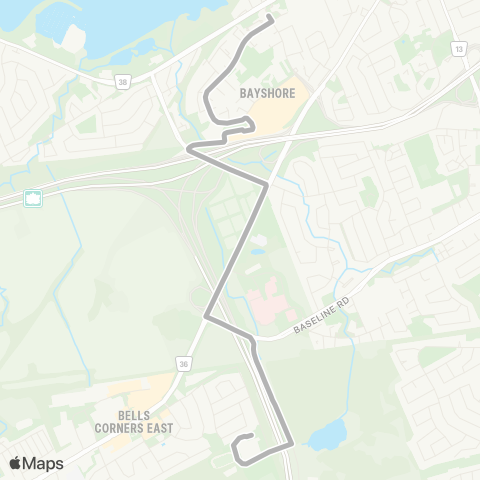 OC Transpo Bell <​> Bayshore map