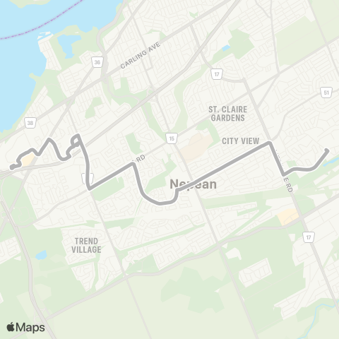 OC Transpo Omer-Deslauriers <​> Bayshore map