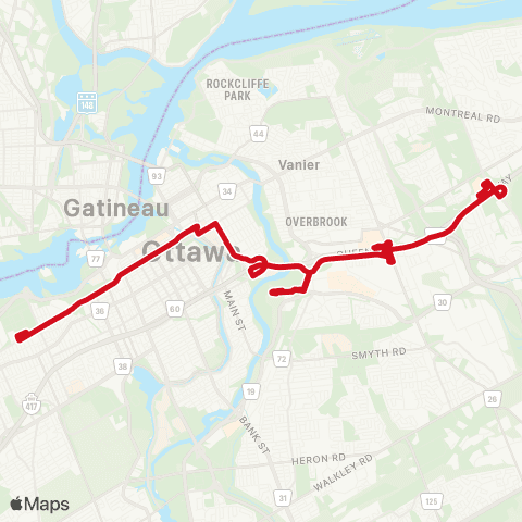 OC Transpo Tunney's Pasture <​> Blair map