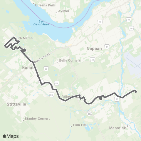 OC Transpo Innovation / Briarbrook <​> Limebank & Greenboro map