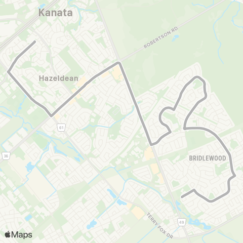 OC Transpo Holy Trinity H.S <​> Bridlewood map