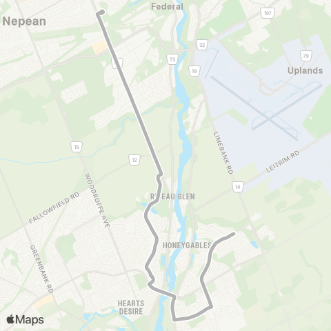 OC Transpo Merivale H.S <​> Riverside S ~ Riverside Sud map