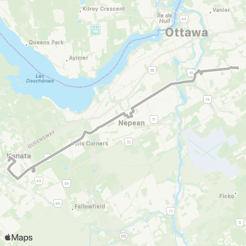 OC Transpo Canterbury H.S <​> Terry Fox map