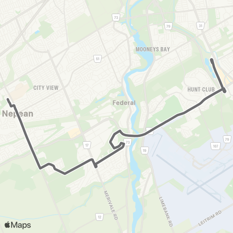 OC Transpo Baseline <​> Greenboro map