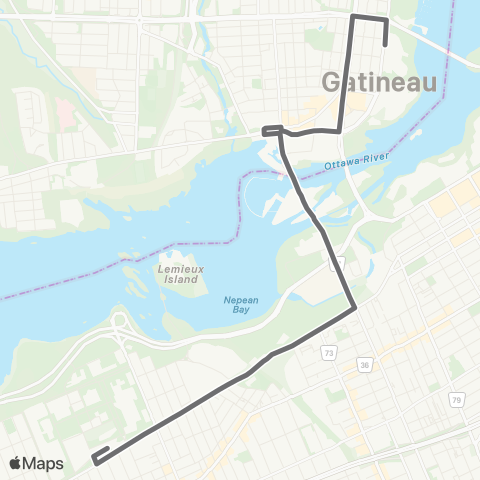 OC Transpo Gatineau <​> Tunney's Pasture map