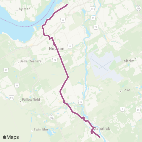 OC Transpo Tunney's Pasture <​> Manotick map