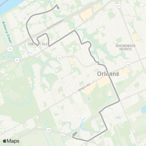 OC Transpo St. Matthew H.S <​> Chapel Hill map