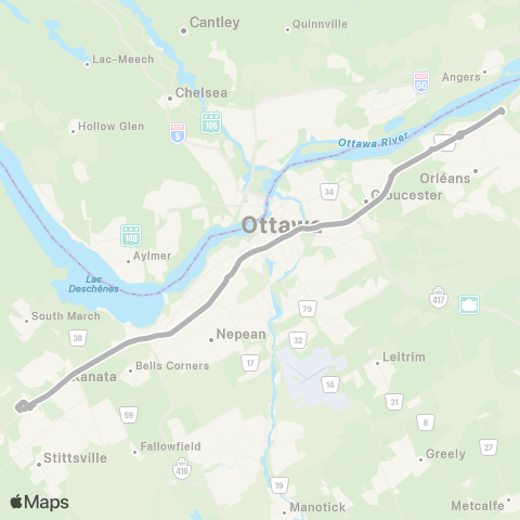 OC Transpo Canadian Tire Ctr ~ Ctr Canadian Tire map