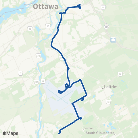 OC Transpo Airport ~ Aéroport <​> Hurdman / St-Laurent & N Rideau map