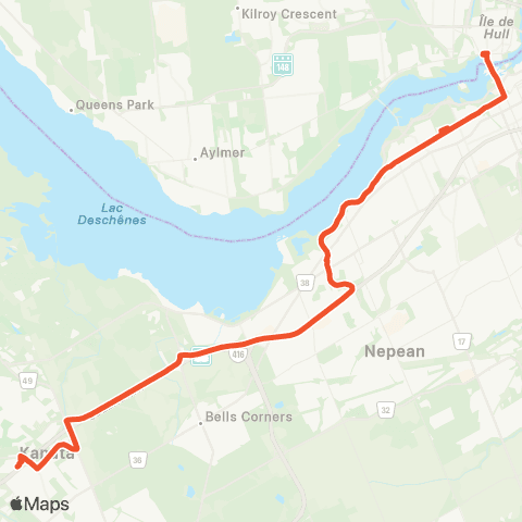 OC Transpo Tunney's Pasture <​> Terry Fox map
