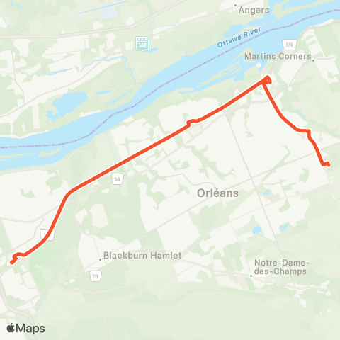 OC Transpo Blair <​> Millennium map