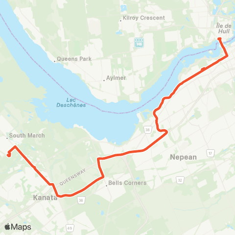 OC Transpo Innovation <​> Tunney's Pasture map