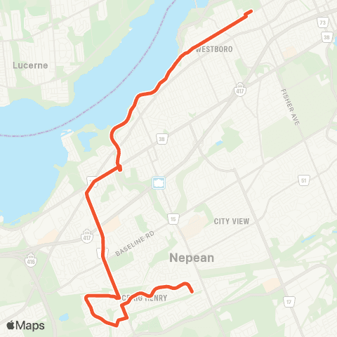 OC Transpo Craig Henry <​> Tunney's Pasture map