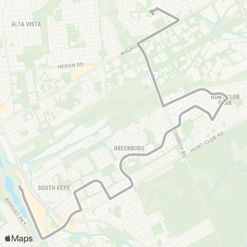 OC Transpo Canterbury H.S <​> Greenboro map