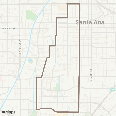 OCTA Santa Ana / Costa Mesa map