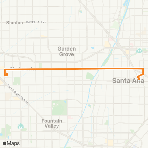 OCTA Rapid Long Beach - Santa Ana map