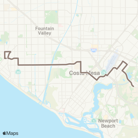 OCTA Huntington Beach - Irvine map