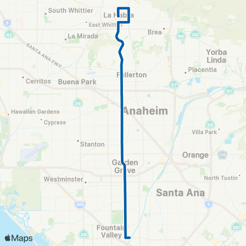 OCTA La Habra - Fountain Valley map