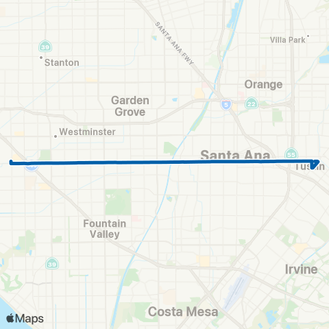 OCTA Huntington Beach - Tustin map