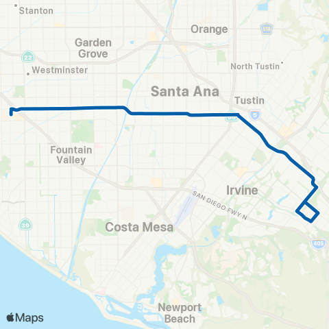OCTA Huntington Beach - Irvine map