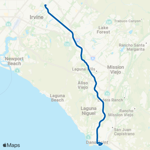 OCTA Tustin Station - Dana Point Harbor map