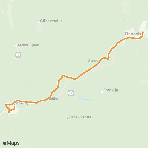Otsego Express Oneonta - Sidney map