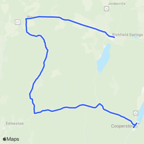 Otsego Express Richfield Springs - Edmeston - Cooperstown map