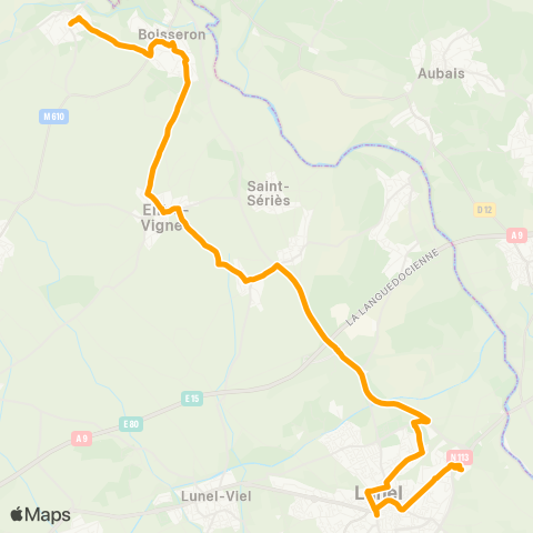 Olé Saussines - Boisseron - Entre-Vignes - Lunel map