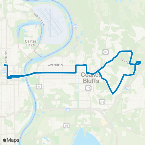 Metro Blue Route / Council Bluffs map