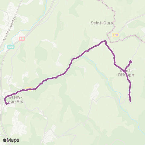 Ondéa - Lignes scolaires Chapelle Ste Euphémie - Collège de Grésy map