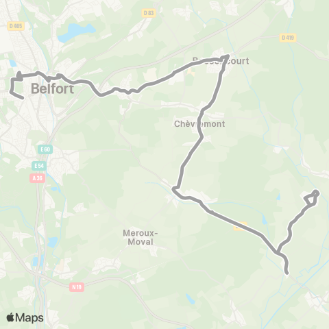 Optymo Scolaires Lycées Belfort - Ligne M map