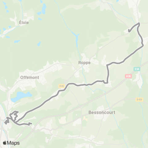 Optymo Scolaires Belfort - Vauban - Ligne V map