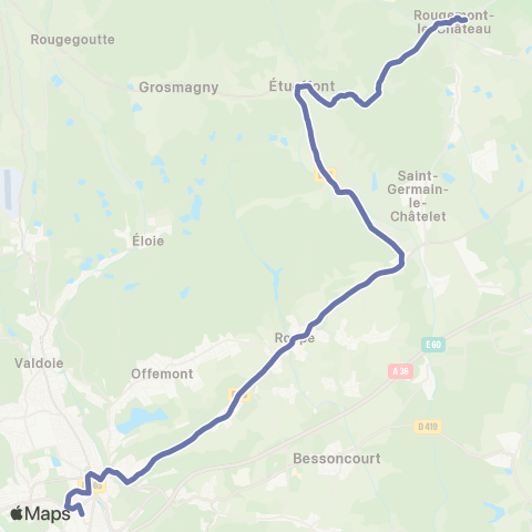 Optymo Rougemont - Belfort Gare (via Etueffont) map