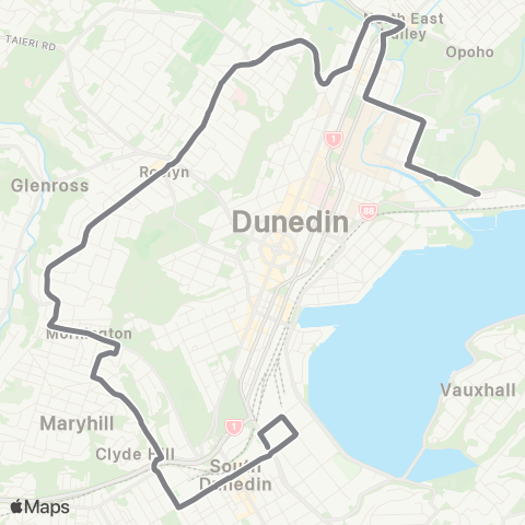 Orbus Dunedin Ridge Runner Northbound map