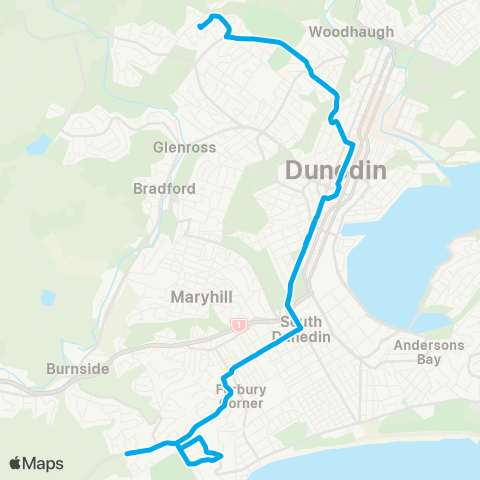 Orbus Dunedin St Clair Park to Helensburgh map