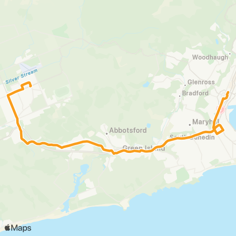 Orbus Dunedin Mosgiel to City map
