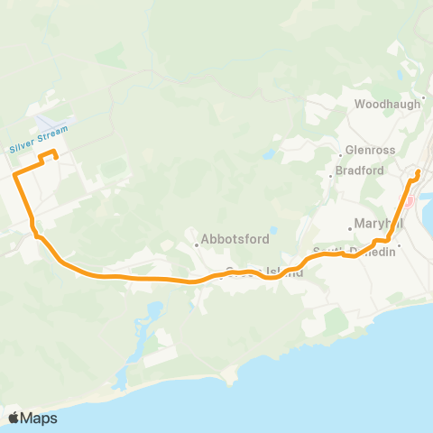 Orbus Dunedin Mosgiel to City Express map