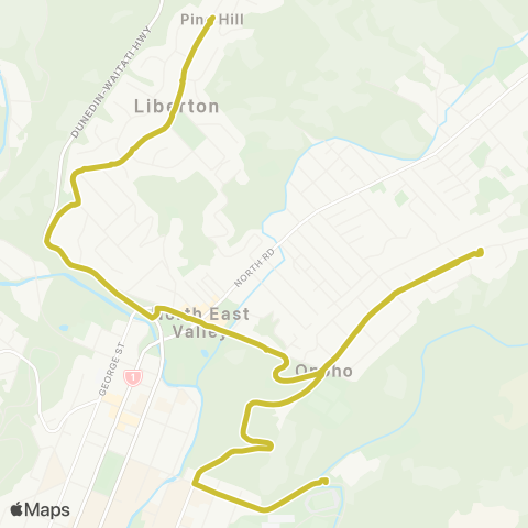 Orbus Dunedin Logan Pk HS to Pine Hill via Opoho map