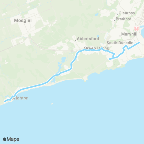 Orbus Dunedin Brighton to Green Island map