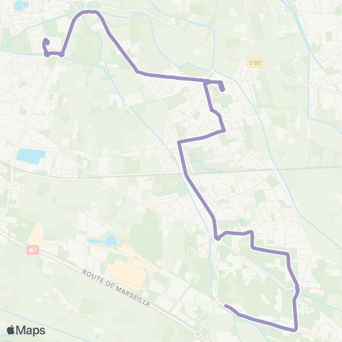Orizo - Lignes scolaires Montfavet - Collège A. Tavan / Lycée R. Char map