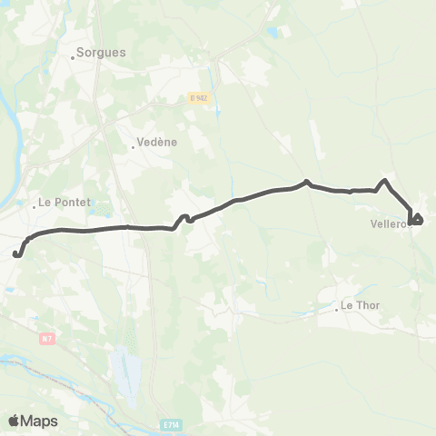 Orizo - Lignes scolaires Velleron - Lycée René Char map