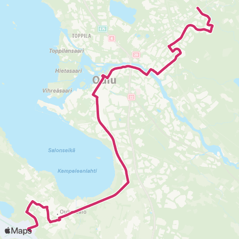 Oulun seudun liikenne Keskusta - Lentoasema map