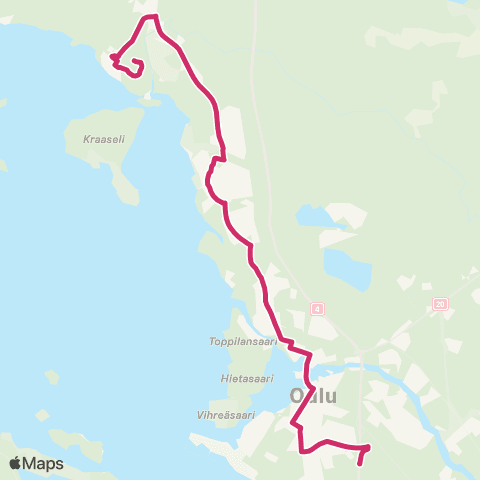 Oulun seudun liikenne Kellon Kiviniemi - Kaukovainio map