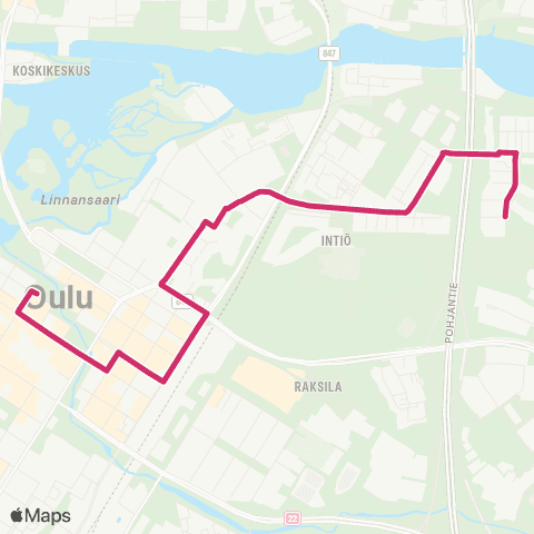 Oulun seudun liikenne Keskusta - Värttö map