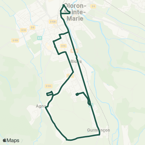 La Navette d'Oloron-Sainte-Marie Bidos - Gurmençon - Agnos map