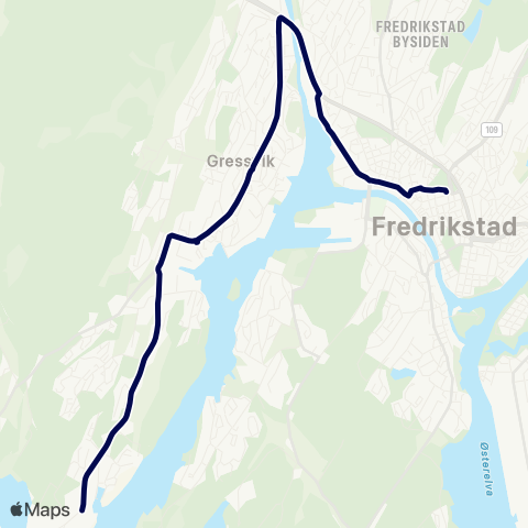 Østfold kollektivtrafikk Vikerkilen-Fredrikstad map