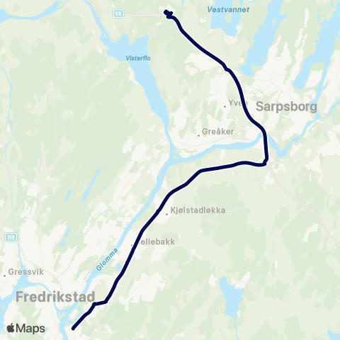 Østfold kollektivtrafikk Kongsten-Årum-Grålum-Kalnes map