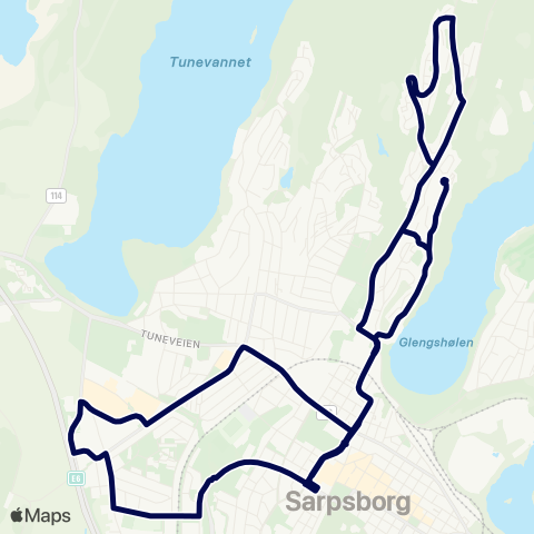 Østfold kollektivtrafikk Kurland - Brevik map